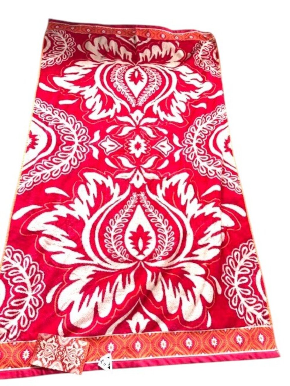 Kirkland Signature 100% Egyptian Cotton Beach Towel Red & Orange Floral 40"X70"
